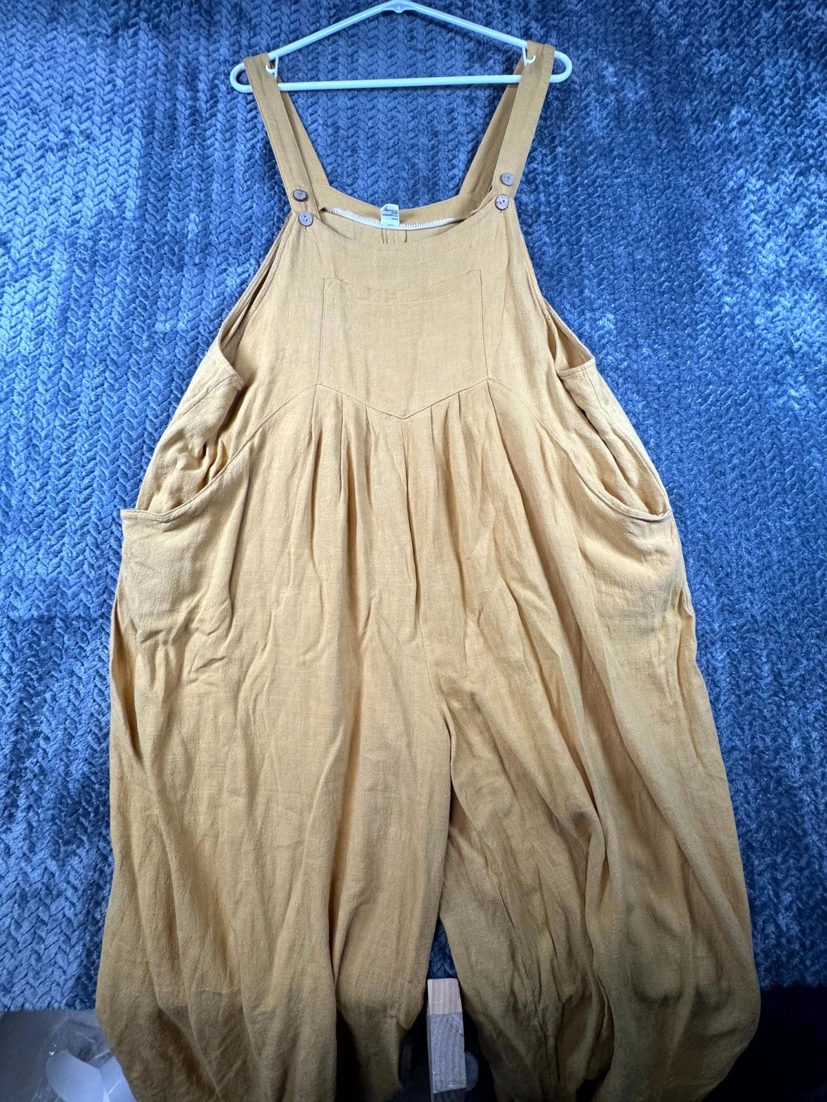Anrabess Sun Drenched Overalls Jumpsuit Women XL Brown Loose Fit Wide Leg Casual