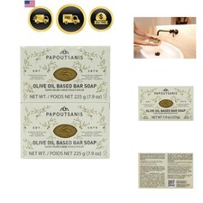 Greek Olive Oil Based Soap Bar - Natural and Pure Plant-Based Castile Bar Soa...