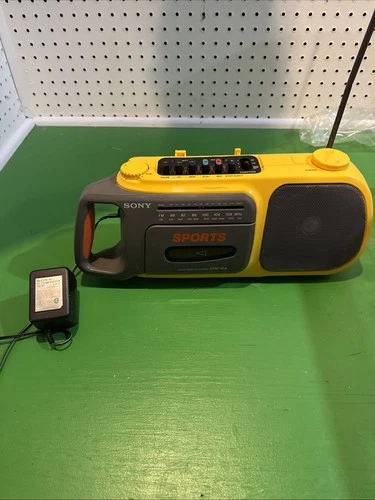 Sony Sports CFM-104 Boombox AM/FM Radio Cassette Yellow Tested Works