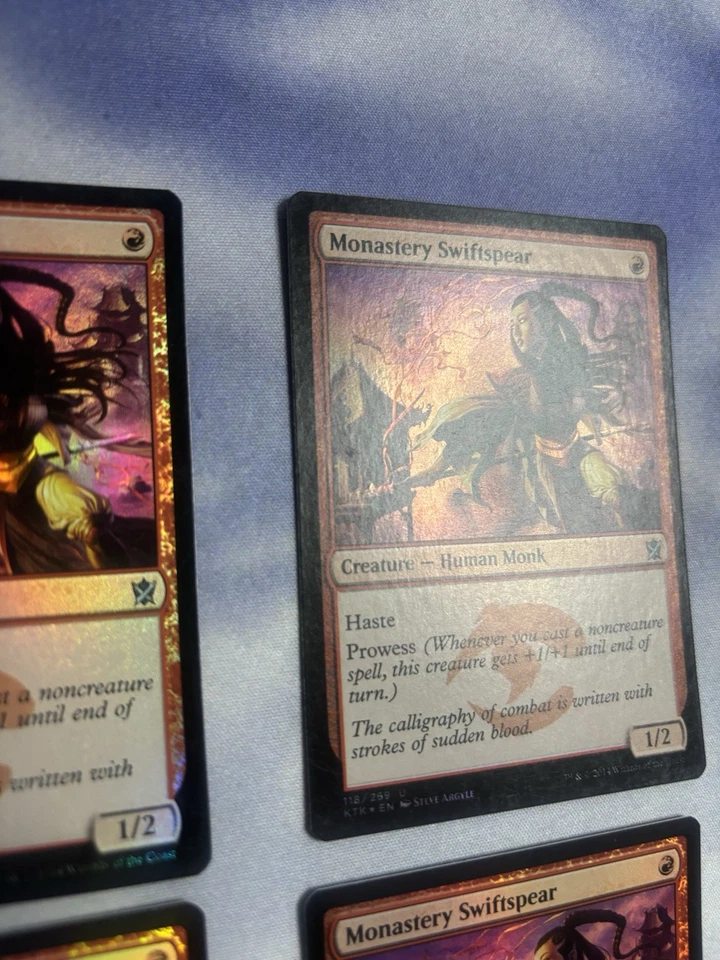 4X MTG Monastery Swiftspear FOIL Khans Of Tarkir Magic The Gathering Light Play - Image 2 of 4
