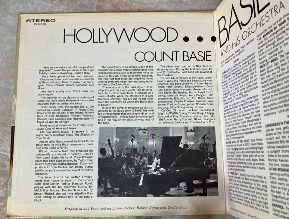 Count Basie "Hollywood... Basie's Way" 12" Vinyl Record LP (S VG/R VG) Foto 4 de 4