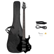 Glarry Burning Fire Electric Bass Guitar Beginner Guitar for Student Gift Black