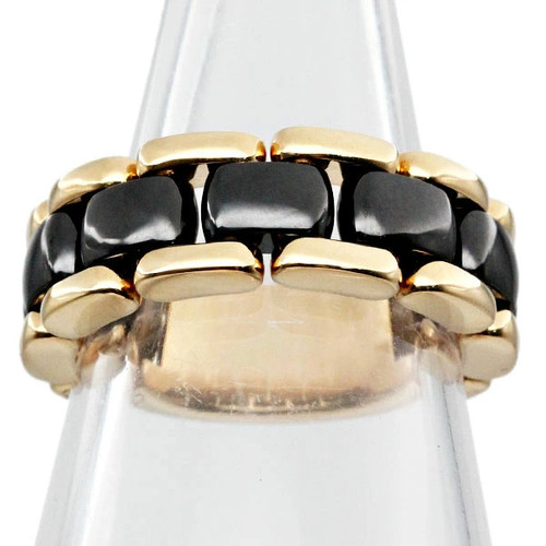 AUTH CHANEL ULTRA RING 53 AU750 18K YELLOW GOLD BLACK CERAMIC WOMEN'S F/S