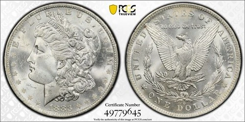 1883-O MORGAN SILVERDOLLAR PCGS MS62 GOLD SHIELD/TRUEVIEW