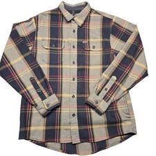 Orvis Shirt Mens Medium Multicolor Plaid Flannel Button Up Cotton Outdoor Casual