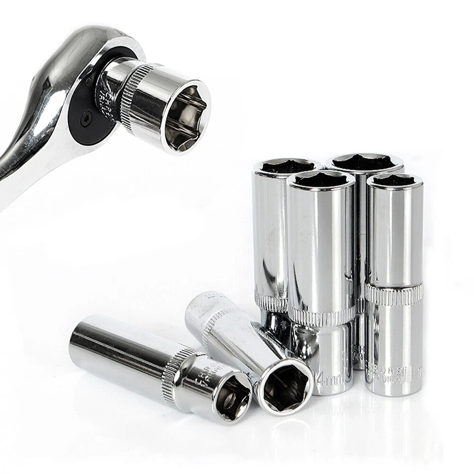 Socket Set Hexagonal Socket Square Drive Ratchet Socket Cr-v Steel 6mm~24mm 3/8" - Image 3 of 4