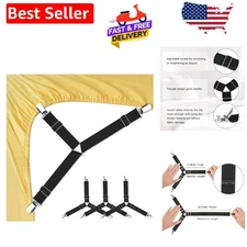 4 Pcs Adjustable Bed Sheet Straps for a Tidy, Wrinkle-Free Sleep Experience
