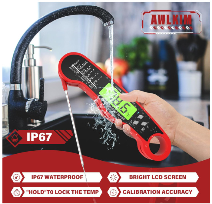 AWLKIM® Digital Meat Thermometer for Cooking, Instant Read Food Thermometer wit