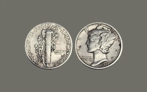 1927 p mercury dime us coins silver very fine details