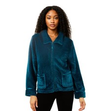 Nikaro Women's Waffle Fleece Bed Jacket Soft Zip-Up Housecoat - Cosy Loungewear