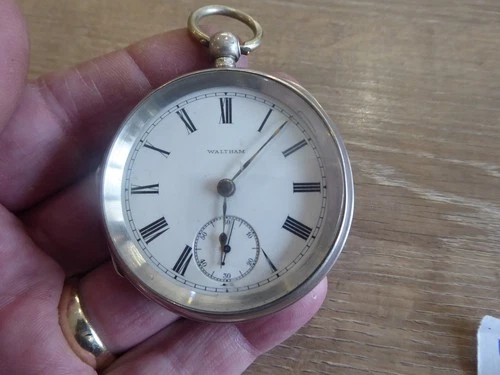 GOOD ANTIQUE SILVER WALTHAM GENTS POCKET WATCH DATES C 1897