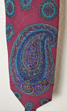 Robert Talbott for Nordstrom Burgundy Paisley 100% Italian Silk Tie Made in USA