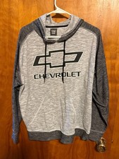 GM Chevrolet Official Men's Large Hoodie - Gray/Black Raglan Pullover - Licensed