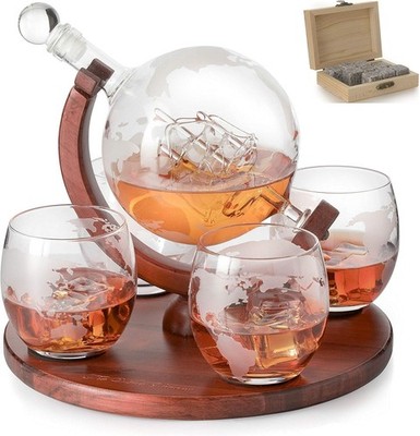 juego de jarra de whisky globo con 4 vasos licor de barco antiguo decoración set