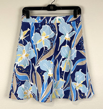 J McLaughlin Catalina Cloth Pull On Blue Floral A-Line Skirt Sz S