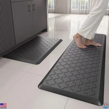 2-Piece Anti-Fatigue Non-Slip Kitchen Mats - Cushioned Comfort Rugs for Sink &