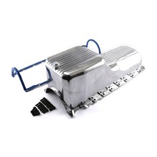 Chevy Sbc 350 2pcs Rms 1980-85 Pside Polished Finned Aluminum Oil Pan And Gaske Chevy Sbc 350 2pcs Rms 1980-85 Pside Polished Finned Aluminum Oil Pan And Gaske