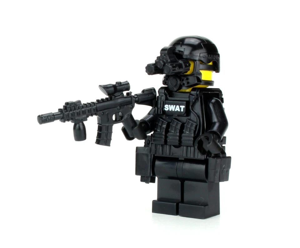 Battle Brick SWAT Assaulter Police Officer Minifigure made w/real LEGO® minifig - Image 4 of 4