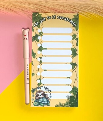 Lazy Sloth Memo Pads - 40 Pages | Smooth Writing Surface | Compact & Stylish 