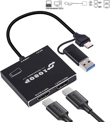 USB 3.0 or USB C to HDMI Adapter for Dual Monitors, Type C to HDMI Converter