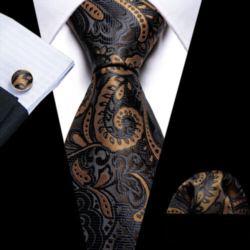 200 Color Mens Ties Paisley Striped Floral Solid Silk Tie Necktie Set Wedding - Imagen 177 de 246