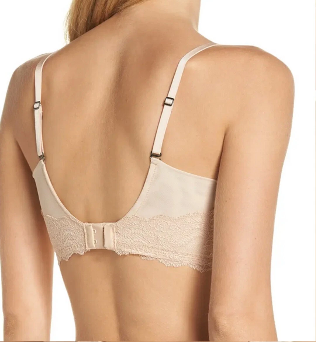 SPANX Underwire Undetectable Bra 34D Beige Lace 30029R Lightly Lined Demi  $68