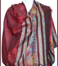 Pashmina Silk Blend Shawl, Stole,Wrap Elephant Design Maroon Red Color India