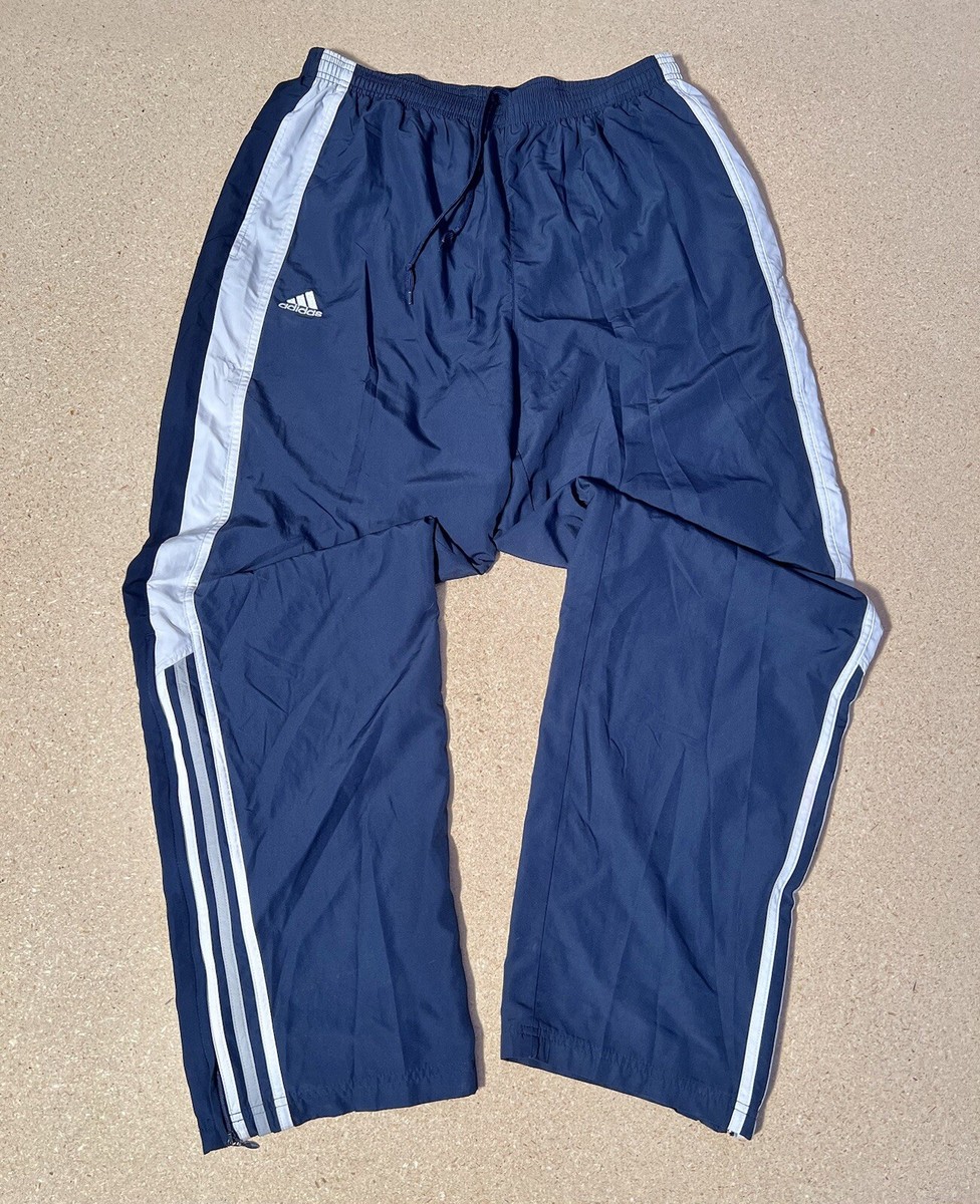 Vintage Adidas Track Pants Mens L Navy Blue 3 Stripes Wide