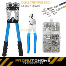 Battery Cable Lug Crimping Tool 10-1 AWG US Cutter 60Pcs Copper Ring Terminals