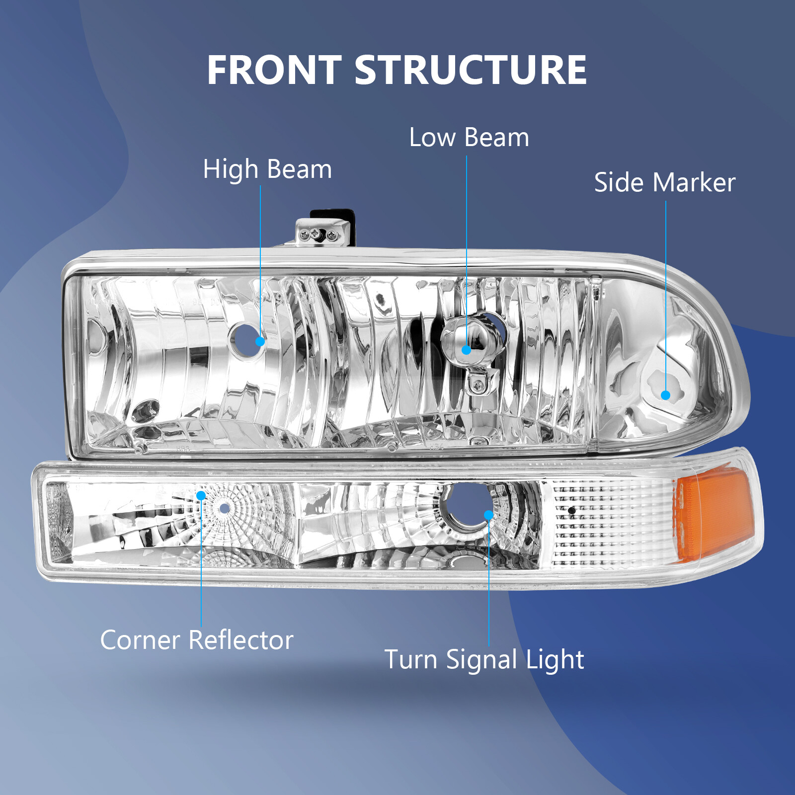 Fits 19982004 Chevy S10 Headlights + Bumper light Front Headlights