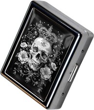 Decorative Silver Pill Organizer with Mirror - Skull Royalty - 7 Day Organizer