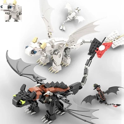 MOC Movie Train Dragon Figure Bricks Construction Toys For Boy Toothless...