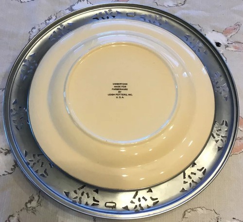 Vintage Umbertone Farberware Leigh Potters Art Deco Tulip Plate Chrome Platter - 第 3/5 張圖片