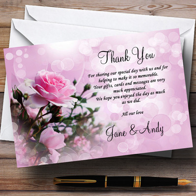 Personalisierte Dankeskarten Hochzeit rosa Rosenblasen