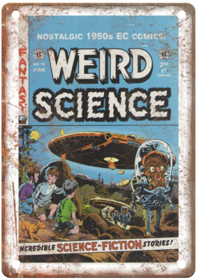 Vintage Comic Book Cover Weird Science 16 Retro Look Metal Sign J2392