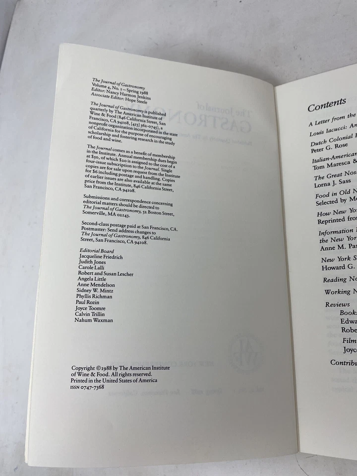 1988-89 Full Volume 4 Of American Institute of Wine & Food Journal Of Gastronomy - Image 4 of 4