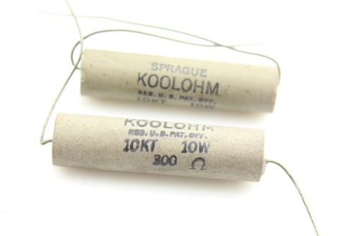 300 Ohm 10KT 10 Watt Qty 2 Vintage 1960 NOS SPRAGUE KOOLOHM Power Wire Wound - Afbeelding 1 van 7