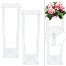 2Pcs Acrylic Flower Stand Column Vase Rack Centerpieces Tabletop Wedding Decor