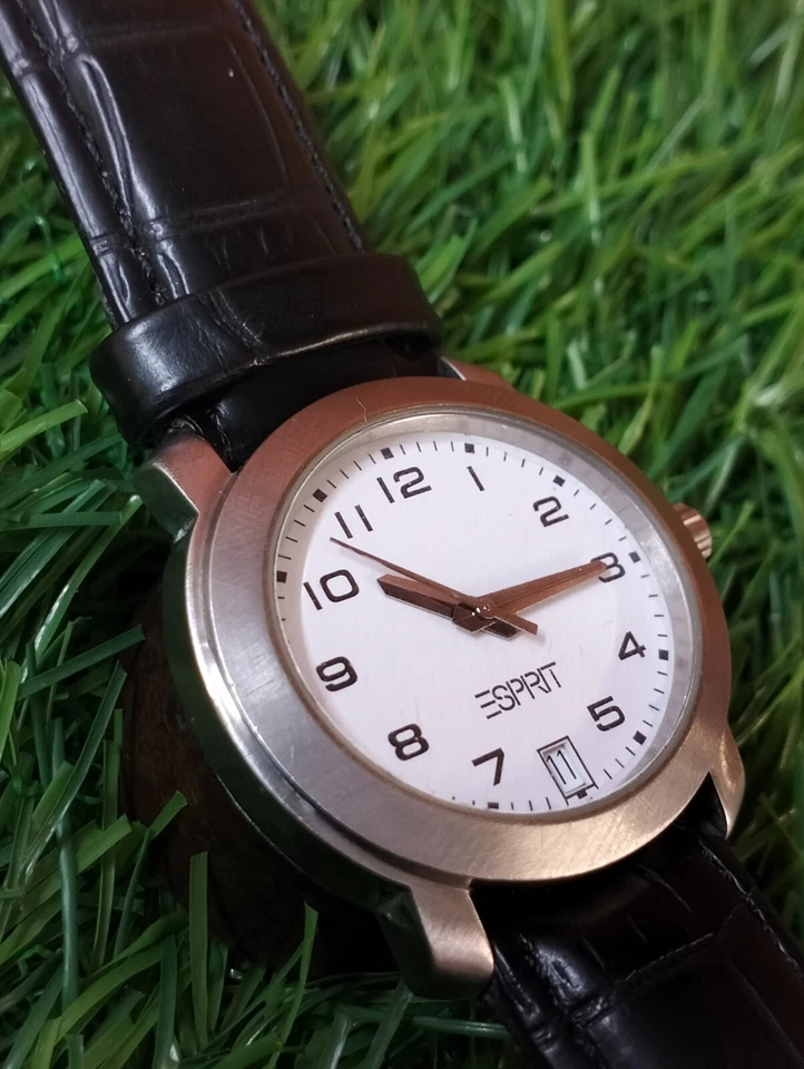 ESPRIT КВАРЦ БЕЛЫЙ ЦИФЕРБЛАТ ДАТА УНИСЕКС ВЗРОСЛЫХ АРАБСКИЕ ИНДЕКСЫ ВИНТАЖНЫЕ ЧАСЫ - Изображение 4 из 4