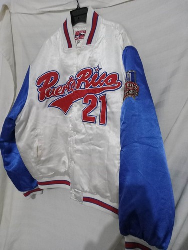 Vintage MegaUSA Classics Puerto Rico #21 Boricua Embroidered Satin Jacket (BBQ8) - Picture 13 of 14