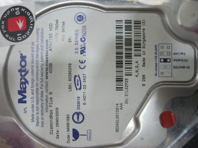 Maxtor Hard Drive 40GB 3.5 Inch ATA 133 IDE DiamondMax Plus 8 6E040L0