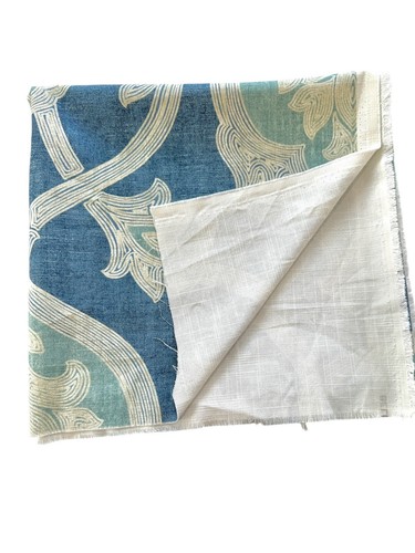 Belle Maison Augustine Damast 100 % Baumwolle Druck Stoff blau Spanien 39Lx54W - 1Yd - Bild 3 von 10