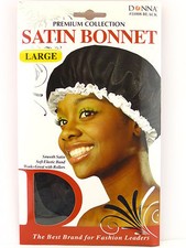 DONNA PREMIUM COLLECTION LARGE SATIN BONNET - BLACK 11008