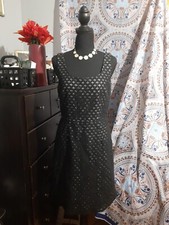 Adrianna Papell Dress Lace Eyelit Lattice Overlay Inside Lining Black Size 8 
