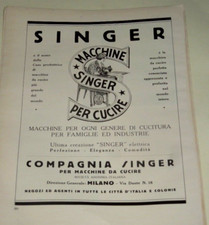 PUBBLICITA' VINTAGE ANNI '50 MACCHINE PER CUCIRE"SINGER"COMPAGNIA SINGER M.DA CU
