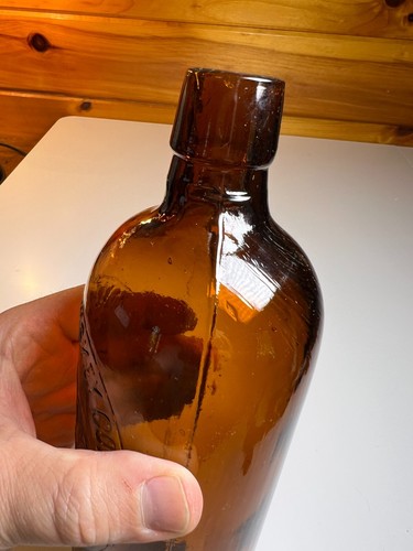 Antique Duffy’s Pure Malt Whiskey Bottle w/ LABEL Amber Glass Rochester NY 1890s - Picture 12 of 19