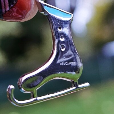 RARE Tiffany & Co. Ice Skates Shoes Platinum Diamond White Enamel