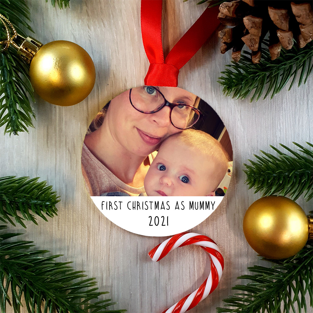 Personalised First Christmas as Mummy/Daddy Bauble Christmas Decoration Photo