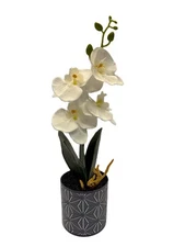 Artificial Orchid Potted Flowers, Faux Orchid Plant with Pot 12" x 3" x 3"