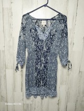 Knox Rose Women's Boho Paisley Peasant Hippie Festival Sheer Blue Dress Size Sm
